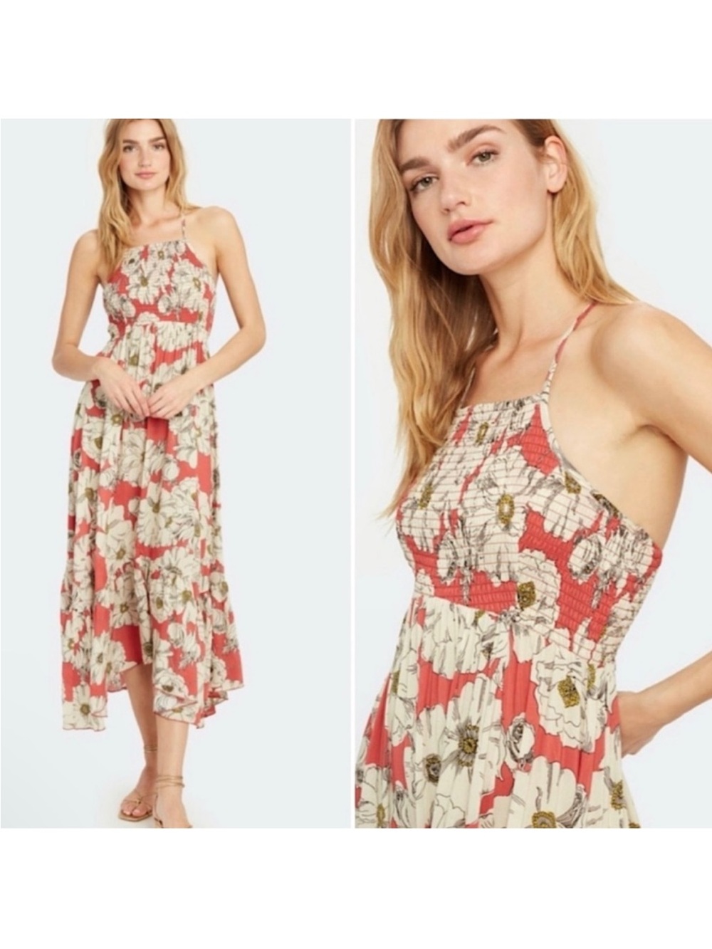 Free People Intimately Heatwave Floral Maxi Slip Dress MED Tropical Boho Beachy